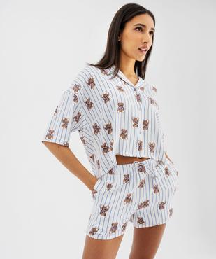 Pyjashort fluide à haut chemise femme - LuluCastagnette vue1 - LULUCASTAGNETTE - GEMO