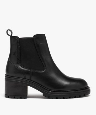 Boots femme à talon en cuir uni style Chelsea vue1 - GEMO(URBAIN) - GEMO