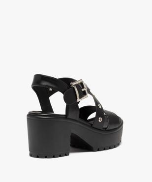 Sandales femme à talon et brides unies avec œillets métal vue4 - GEMO(URBAIN) - GEMO