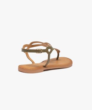 Sandales femme à entre-doigts brides en cuir entrelacées vue4 - GEMO (CASUAL) - GEMO