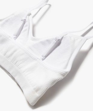 Brassière à fines bretelles en maille côtelée avec mousses amovibles fille vue2 - GEMO (JUNIOR) - GEMO