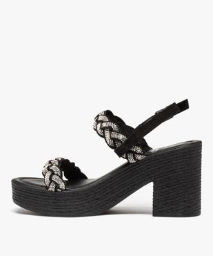 Sandales femme plateforme à talon et brides strass tressées vue3 - GEMO(URBAIN) - GEMO