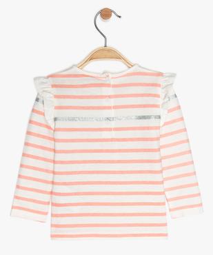 Tee-shirt bébé fille rayé à paillettes et volants vue2 - GEMO 4G BEBE - GEMO
