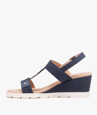 Sandales compensées femme confort en suédine vue3 - GEMO(URBAIN) - GEMO