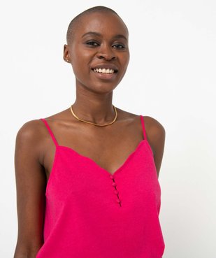 Débardeur femme avec décolleté en V et petits boutons vue2 - GEMO 4G FEMME - GEMO