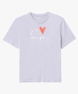 Tee-shirt femme à manches courtes avec message et coeur vue4 - GEMO(FEMME PAP) - GEMO