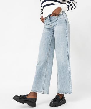 Jean wide leg taille haute délavé femme vue1 - GEMO 4G FEMME - GEMO
