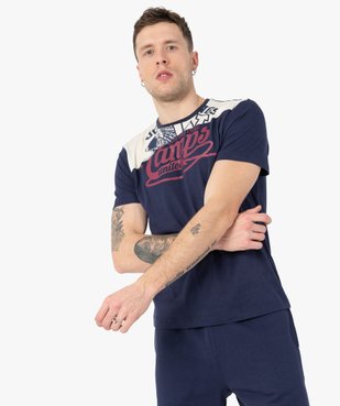 Tee-shirt homme bicolore avec motif sous le col – Camps United vue1 - CAMPS UNITED - GEMO
