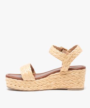 Sandales femme à talon compensé et brides en fibre tressée vue3 - GEMO(URBAIN) - GEMO