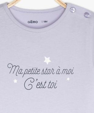 Tee-shirt bébé fille à manches courtes et motif pailleté vue2 - GEMO 4G BEBE - GEMO