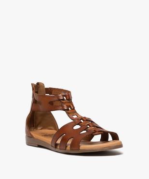 Sandales femme zippées à tige montante en cuir vue2 - GEMO (CASUAL) - GEMO