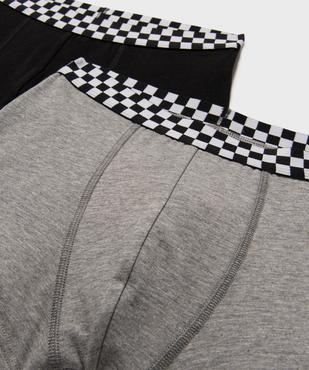 Boxers en coton stretch avec ceinture à damiers garçon (lot de 2) vue2 - GEMO 4G GARCON - GEMO