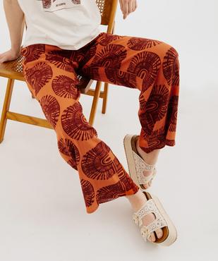 Pantalon large en viscose froissée femme vue1 - GEMO 4G FEMME - GEMO