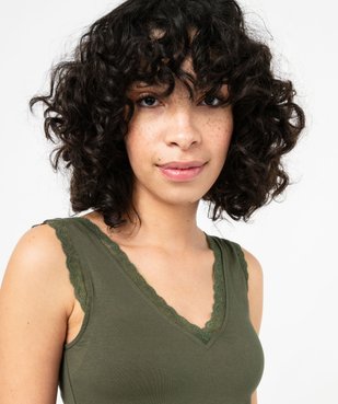 Débardeur avec col V en dentelle femme vue2 - GEMO 4G FEMME - GEMO