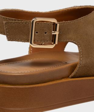 Sandales plates avec brides en cuir croisées femme - Tanéo vue6 - TANEO - GEMO