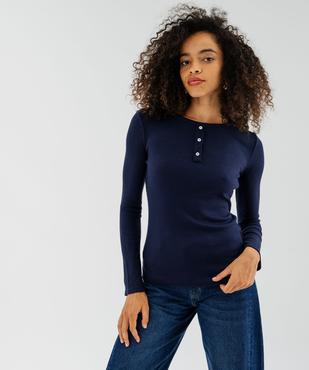 T-shirt col tunisien uni femme vue2 - GEMO(FEMME PAP) - GEMO