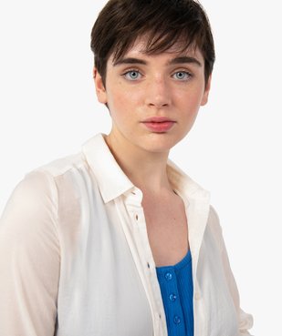 Chemise en satin à manches longues femme vue2 - GEMO 4G FEMME - GEMO