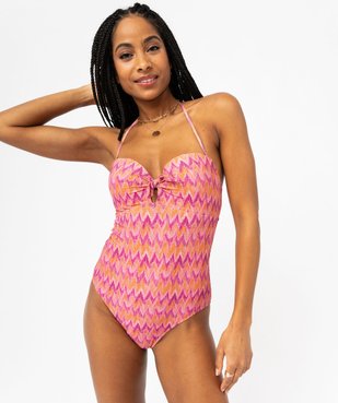 Maillot de bain une pièce pailleté forme bustier femme vue1 - GEMO 4G FEMME - GEMO