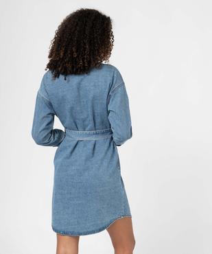 Robe femme en jean boutonnée sur l’avant avec ceinture vue3 - GEMO(FEMME PAP) - GEMO