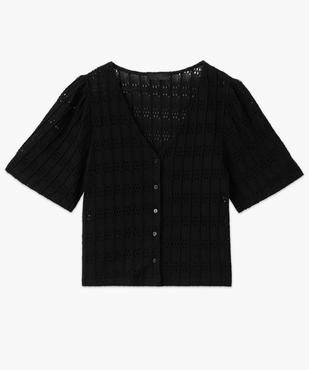 Chemise à manches courtes en maille ajourée femme vue4 - GEMO(FEMME PAP) - GEMO