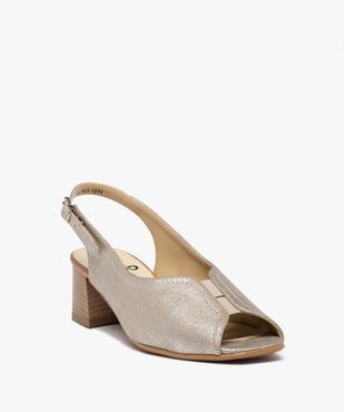 Sandales confort femme à talon dessus toile brillante vue2 - GEMO (CONFORT) - GEMO