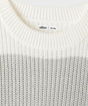 Pull court oversize à larges rayures fille vue2 - GEMO (JUNIOR) - GEMO