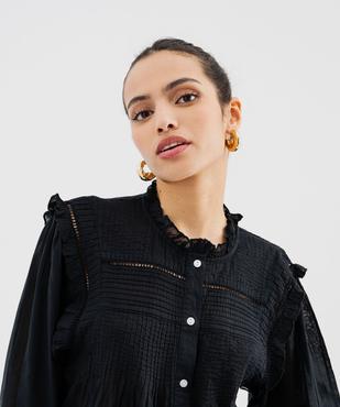 Blouse brodée à volants esprit bohème femme vue2 - GEMO(FEMME PAP) - GEMO