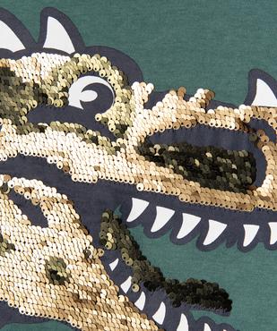 Tee-shirt à manches longues avec motif dinosaures et sequins réversibles garçon vue4 - GEMO (ENFANT) - GEMO