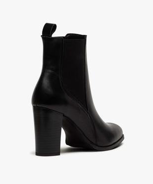 Boots femme à talon dessus style chelsea en cuir uni vue4 - GEMO(URBAIN) - GEMO