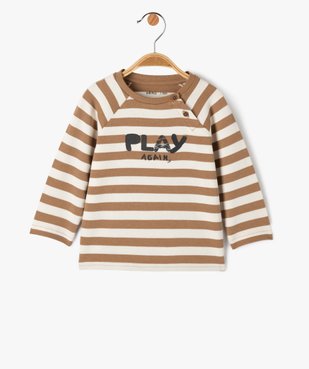 Tee-shirt manches longues rayé en coton épais bébé garçon vue1 - GEMO(BEBE DEBT) - GEMO