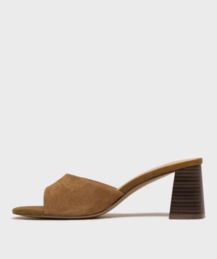 Mules à talon trapèze en suédine femme - LuluCastagnette vue3 - LULUCASTAGNETTE - GEMO