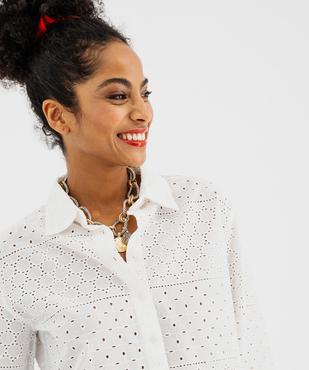 Chemise manches longues coupe courte en broderie anglaise femme vue2 - GEMO(FEMME PAP) - GEMO