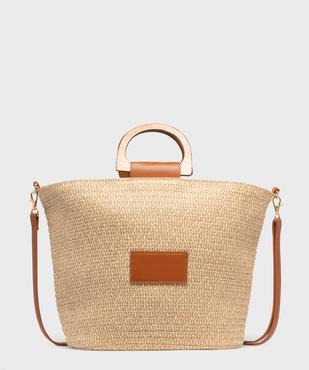 Sac en paille bicolore porté main femme vue2 - GEMO (ACCESS) - GEMO