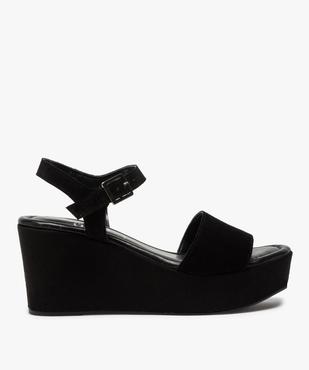 Sandales femme compensées dessus cuir suédé uni vue1 - GEMO(URBAIN) - GEMO
