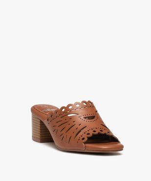 Mules femme à talon dessus large bride ajourée vue3 - GEMO(URBAIN) - GEMO