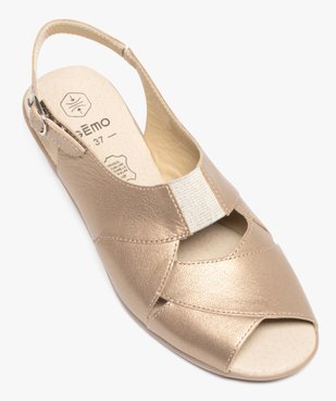 Sandales femme confort en cuir brillant avec bride cheville et détail élastique  vue5 - GEMO 4G FEMME - GEMO