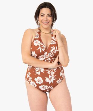 Maillot de bain femme grande taille 1 pièce à nouer dans le cou vue1 - GEMO (PLAGE) - GEMO