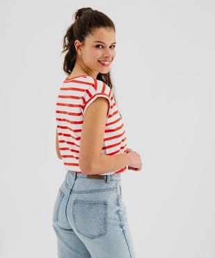 Tee-shirt rayé à manches ultra courtes femme vue3 - GEMO 4G FEMME - GEMO