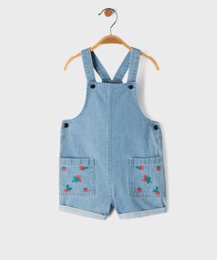 Salopette courte en coton avec motifs brodés bébé fille vue1 - GEMO(BEBE DEBT) - GEMO