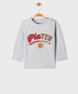 Tee-shirt manches longues avec inscription sport brodée bébé garçon vue1 - GEMO 4G BEBE - GEMO