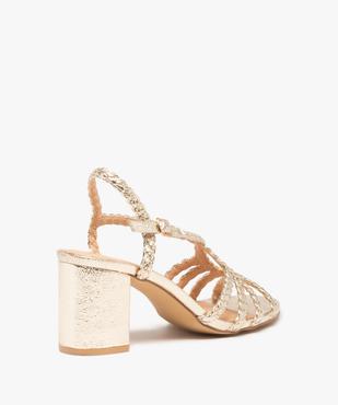 Sandales femme à talon et brides tressées brillantes vue4 - GEMO(URBAIN) - GEMO