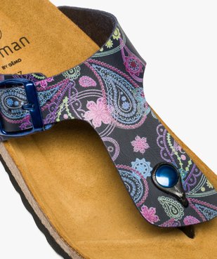 Mules femme à talon plat et bride entre-doigts imprimée vue6 - GEMO (CASUAL) - GEMO