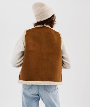 Veste sans manches en suédine et doublure sherpa femme vue3 - GEMO(FEMME PAP) - GEMO