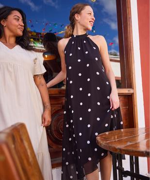 Robe longue sans manches asymétrique à pois femme vue1 - GEMO(FEMME PAP) - GEMO
