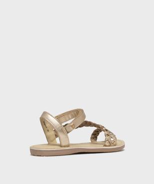 Sandales dessus cuir tressé fermeture scratch fille - LuluCastagnette vue4 - LULUCASTAGNETTE - GEMO