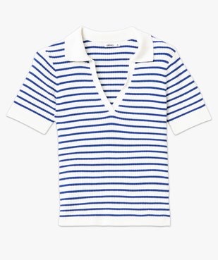 Pull rayé à manches courtes et col V femme vue5 - GEMO(FEMME PAP) - GEMO