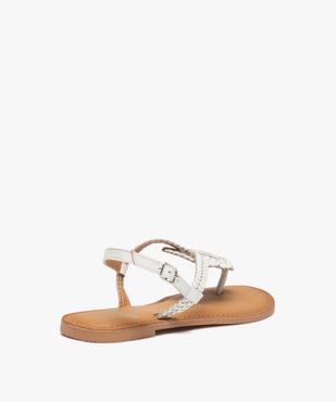 Sandales femme à talon plat et brides entre-doigts tressées en cuir vue4 - GEMO (CASUAL) - GEMO