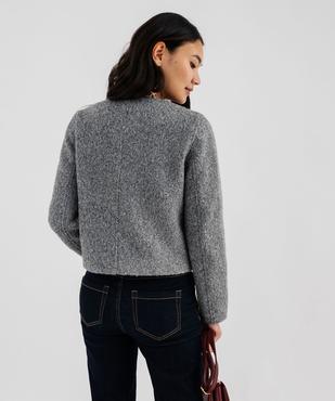 Veste courte en maille bouclée femme vue3 - GEMO 4G FEMME - GEMO