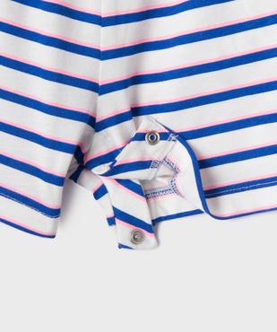 Combishort en coton avec bretelles à volants bébé fille  vue2 - GEMO 4G BEBE - GEMO
