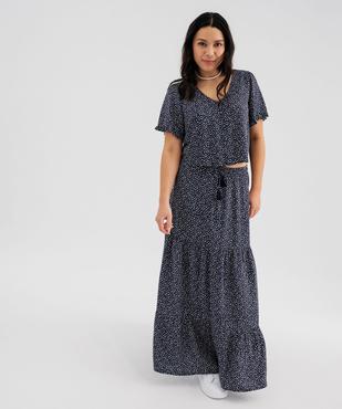 Jupe longue à volants en viscose fleurie et légère femme vue4 - GEMO 4G FEMME - GEMO